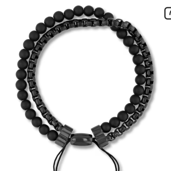 Men's Black Onyx Bolo Bracelet Stainless Steel - Picture 4 of 5